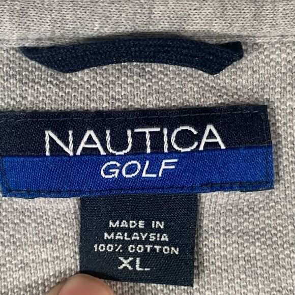 Nautica Golf Classic Fit Gray Striped Mens Short Sleeve Polo Shirt Size‎ XL - Picture 4 of 7